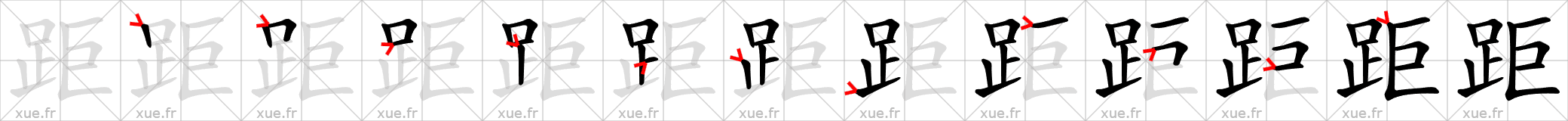Chinese Hanzi stroke order for 距