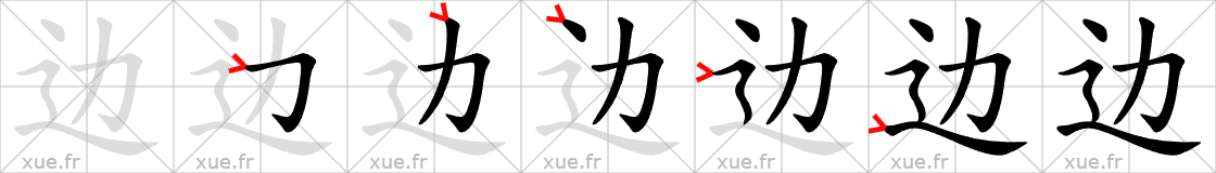 Chinese Hanzi stroke order for 边