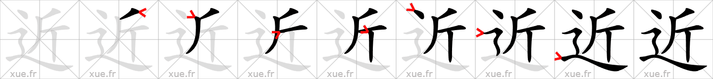 Chinese Hanzi stroke order for 近