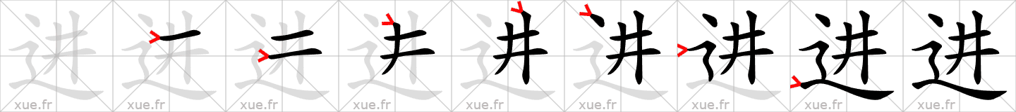 Chinese Hanzi stroke order for 进