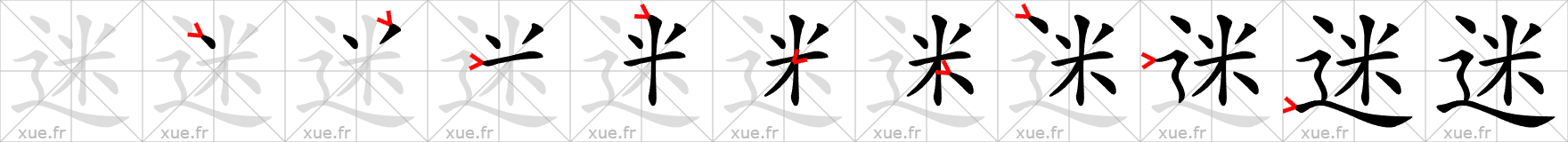 Chinese Hanzi stroke order for 迷