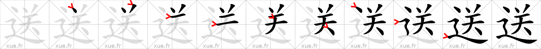 Chinese Hanzi stroke order for 送