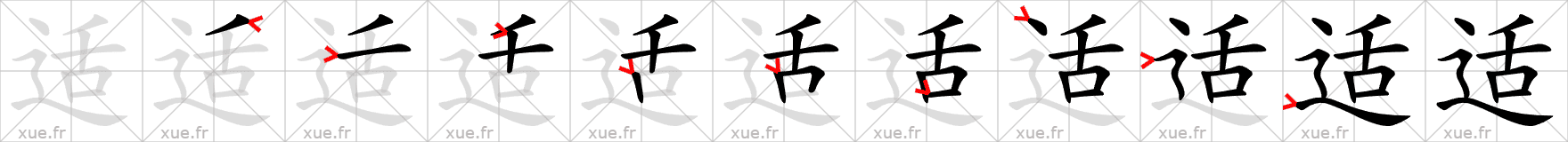 Chinese Hanzi stroke order for 适