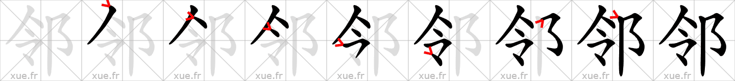 Chinese Hanzi stroke order for 邻