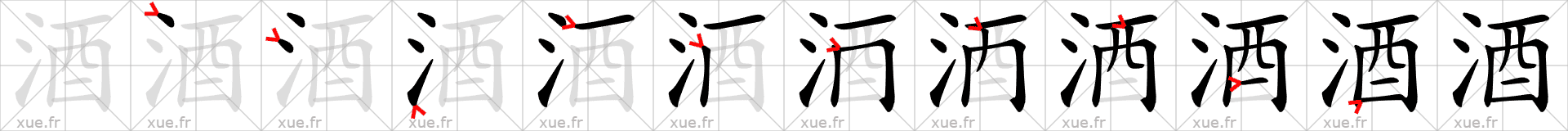 Chinese Hanzi stroke order for 酒