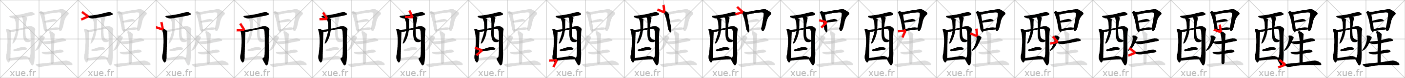 Chinese Hanzi stroke order for 醒