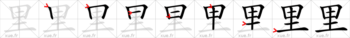 Chinese Hanzi stroke order for 里