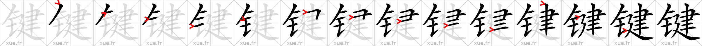 Chinese Hanzi stroke order for 键