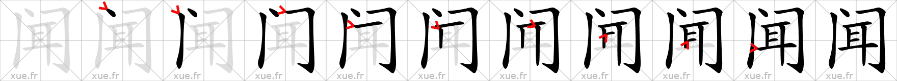 Chinese Hanzi stroke order for 闻