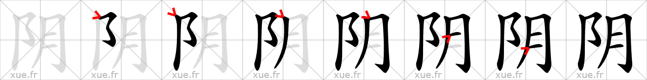 Chinese Hanzi stroke order for 阴