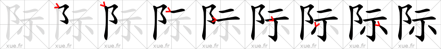 Chinese Hanzi stroke order for 际