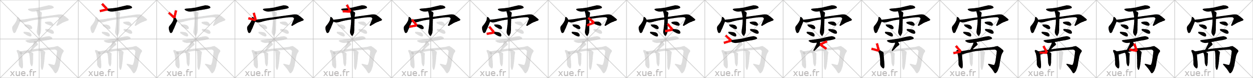 Chinese Hanzi stroke order for 需