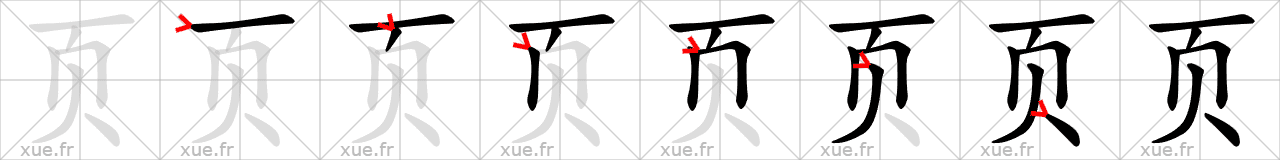 Chinese Hanzi stroke order for 页