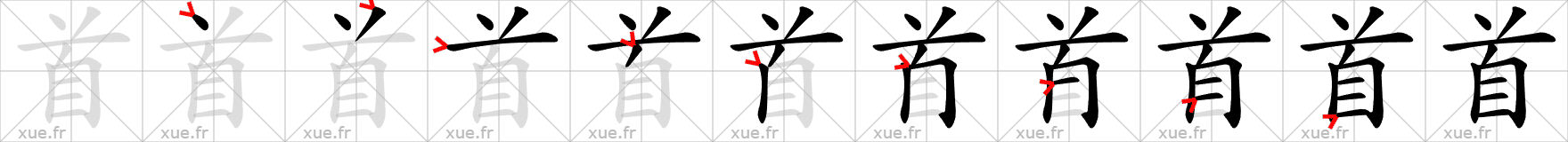 Chinese Hanzi stroke order for 首