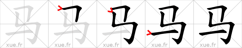 Chinese Hanzi stroke order for 马